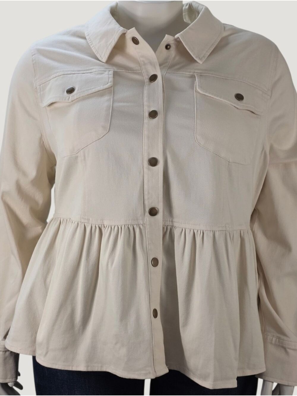 Torrid Birch Peplum Twill Jacket 2X Cream Stretch Utility NWT